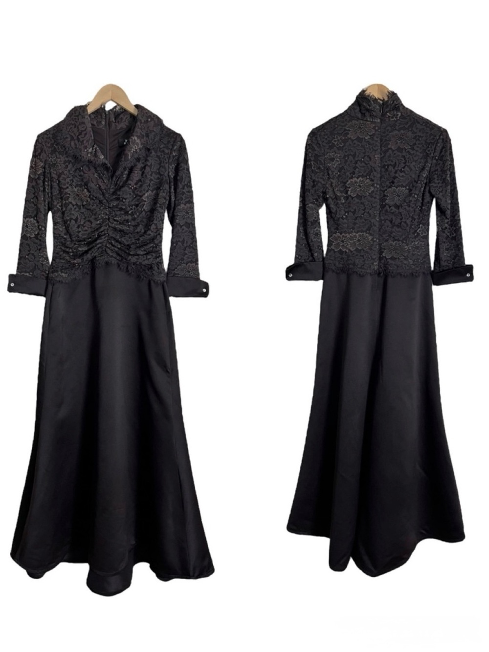 Tadashi Shoji Petite Collection Brown Lace Top Gown Size 6P